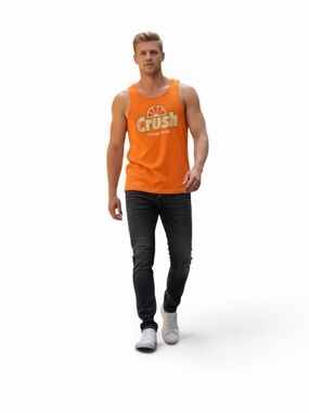 Crush Orange Soda Graphic Tank Top Men’s Medium Distressed Logo Tee